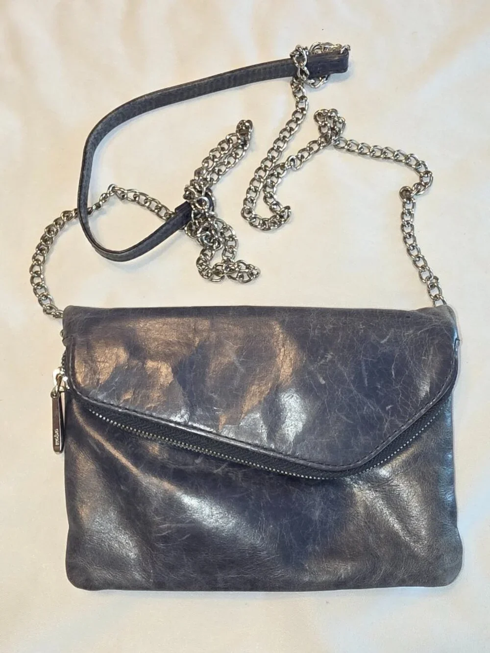 HOBO Daria Convertible Crossbody Leather Bag Purse Blue Clutch Distressed